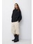 Pamuk Kadın Siyah Basic 3 Iplik Oversize Kapüşonlu Kangru Cepli Sweatshirt 2