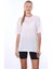 Kadın Iç Gösteren Transparan Penye Pamuk Beyaz Bisiklet Yaka Oversize T-Shirt 2