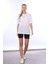 Kadın Iç Gösteren Transparan Penye Pamuk Beyaz Bisiklet Yaka Oversize T-Shirt 4