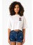 Dubious Handles Logo Beyaz Kırçıllı Kadın Crop Tshirt 1