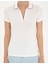 Kadın Ekru Slim Fit Triko Tişört 50288292-VR019 6