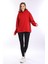% 100 Pamuk Kadın Yumuşak Dokulu Kırmızı Şardonsuz Basic 3 Iplik Oversize Kapüşonlu Sweatshirt 1