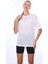 Kadın Iç Gösteren Transparan Penye Pamuk Beyaz Bisiklet Yaka Oversize T-Shirt 1