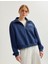 Üç Iplik Uzun Kollu Dik Yaka Yarım Fermuarlı Sweatshirt 2