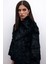 Yakalı Peluş Ceket - Siyah 4