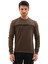 Erkek Haki Mare Jaker Kumaş Bisiklet Yaka Göğüste Şerit Nakışlı Uzun Kollu Sweatshirt - 7657 1