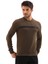 Erkek Haki Mare Jaker Kumaş Bisiklet Yaka Göğüste Şerit Nakışlı Uzun Kollu Sweatshirt - 7657 2