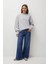 %100 Pamuk Kadın Gri Melanj 3 Iplik Basic Oversize Bisiklet Yaka Uzun Kol Sweatshirt Yüksek Kalite 2