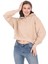 Pamuk Premium Kadın Bej Kapüşonlu Crop Sweatshirt 5