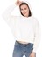 Pamuk Premium Kadın Şardonsuz Ekru Kapüşonlu Crop Sweatshirt 1
