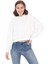 Pamuk Premium Kadın Şardonsuz Ekru Kapüşonlu Crop Sweatshirt 5