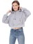 Premium Kalite Pamuk 3 Iplik Gri Melanj Kapüşonlu Kanguru Cepli Bağcıklı Kısa Crop Sweatshirt 1