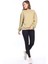Kadın %100 Pamuk Şardonsuz Askeri Haki 3 Iplik Basic Oversize Bisiklet Yaka Uzun Kol Sweatshirt 2