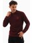 Erkek Bordo Mare Jaker Kumaş Bisiklet Yaka Uzun Kollu Sweatshirt - 7656 2