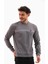 Erkek Koyu Gri Mare Jaker Kumaş Bisiklet Yaka Göğüste Şerit Nakışlı Uzun Kollu Sweatshirt - 7657 2