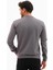 Erkek Koyu Gri Mare Jaker Kumaş Bisiklet Yaka Göğüste Şerit Nakışlı Uzun Kollu Sweatshirt - 7657 4