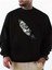 Erkek Aslan Baskılı Siyah Beyaz Gri Bisiklet Yaka Oversize Sweatshirt 5