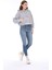 Premium Kalite Pamuk 3 Iplik Gri Melanj Kapüşonlu Kanguru Cepli Bağcıklı Kısa Crop Sweatshirt 2
