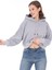 Premium Kalite Pamuk 3 Iplik Gri Melanj Kapüşonlu Kanguru Cepli Bağcıklı Kısa Crop Sweatshirt 3