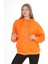 Pamuk Ultra Kalite Oversize Kadın Turuncu 3 Iplik Kapüşonlu Fermuarlı Cepli Sweatshirt Oranj 1