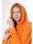 Pamuk Ultra Kalite Oversize Kadın Turuncu 3 Iplik Kapüşonlu Fermuarlı Cepli Sweatshirt Oranj 2