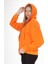 Pamuk Ultra Kalite Oversize Kadın Turuncu 3 Iplik Kapüşonlu Fermuarlı Cepli Sweatshirt Oranj 5