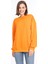 %100 Pamuk Kadın Turuncu 3iplik Basic Oversize Bisiklet Yaka Uzun Kol Sweatshirt Yüksek Kalite Oranj 1