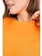 %100 Pamuk Kadın Turuncu 3iplik Basic Oversize Bisiklet Yaka Uzun Kol Sweatshirt Yüksek Kalite Oranj 2