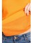 %100 Pamuk Kadın Turuncu 3iplik Basic Oversize Bisiklet Yaka Uzun Kol Sweatshirt Yüksek Kalite Oranj 3