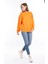 %100 Pamuk Kadın Turuncu 3iplik Basic Oversize Bisiklet Yaka Uzun Kol Sweatshirt Yüksek Kalite Oranj 4