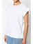 Beyaz %100 Pamuk Düğmeli Vatka Görünümlü Basic Bisiklet Yaka Örme T-Shirt 5