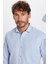 Modern Slim Fit Uzun Kollu Pamuklu Kolay Ütü Armürlü Mavi Erkek Gömlek 2