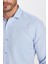Modern Slim Fit Uzun Kollu Pamuklu Kolay Ütü Armürlü Mavi Erkek Gömlek 3