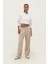 Ekru Pamuk Kadın Basic Crop Bisiklet Yaka Uzun Kollu Sweatshirt 2
