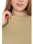 Kadın Pamuk Açık Haki Ultra Diagonel Şardonsuz 3 İplik Bisiklet Yaka Basic Sweatshirt 2