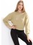 Kadın Pamuk Açık Haki Ultra Diagonel Şardonsuz 3 İplik Bisiklet Yaka Basic Sweatshirt 3