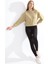 Kadın Pamuk Açık Haki Ultra Diagonel Şardonsuz 3 İplik Bisiklet Yaka Basic Sweatshirt 4