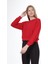Kadın %100 Pamuk Kırmızı Ultra Kalite Diagonel Şardonsuz 3 Iplik Bisiklet Yaka Basic Sweatshirt 2