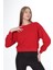 Kadın %100 Pamuk Kırmızı Ultra Kalite Diagonel Şardonsuz 3 Iplik Bisiklet Yaka Basic Sweatshirt 4