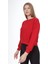 Kadın %100 Pamuk Kırmızı Ultra Kalite Diagonel Şardonsuz 3 Iplik Bisiklet Yaka Basic Sweatshirt 5