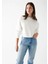 Kadın Pamuk Ekru Ultra Diagonel Şardonsuz 3 İplik Bisiklet Yaka Basic Sweatshirt 1
