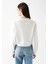 Kadın Pamuk Ekru Ultra Diagonel Şardonsuz 3 İplik Bisiklet Yaka Basic Sweatshirt 4