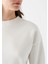 Kadın Pamuk Ekru Ultra Diagonel Şardonsuz 3 İplik Bisiklet Yaka Basic Sweatshirt 5