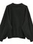Kadın Siyah Düz V Yaka Oversize Sweatshirt 2