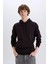 Regular Fit Kapüşonlu Kanguru Cepli İçi Yumuşak Tüylü Basic Düz Sweatshirt X8283AZ24AU 4