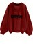 Kadın 3 Iplik Kırmızı Siyah Bej 3'lü Comfort In Paris Baskı V Yaka Oversize Sweatshirt 3