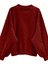 Kadın 3 Iplik Kırmızı Düz V Yaka Oversize Sweatshirt 2