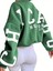 Kadın 3 Iplik Nefti Yeşili Kolları Chicago Baskılı Oversize Bisiklet Yaka Sweatshirt 1