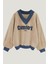 Kadın 3 Iplik Vizon Comfort In Paris Baskılı V Yaka Oversize Sweatshirt 1