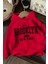 3 Iplik Kırmızı Oversize Brooklyn Usa Newyork Baskılı Kapüşonlu Sweatshirt Hoodie 1